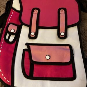 Women's Pink & White Cartoon-Style Backpack - Fashion Backpack